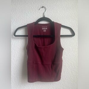 American Eagle x Maddie & Kenzie Ziegler collab dark red tank top.